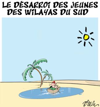 Dessin humoristique sur les défis des jeunes des wilayas du sud algériens